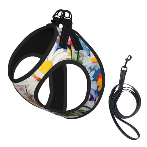 Haustier-Leine, für den Sommer, mit Gänseblümchen-Motiv, reflektierend, verstellbar, weiches Netzgewebe, atmungsaktiv für den täglichen Spaziergang von MGGAklp