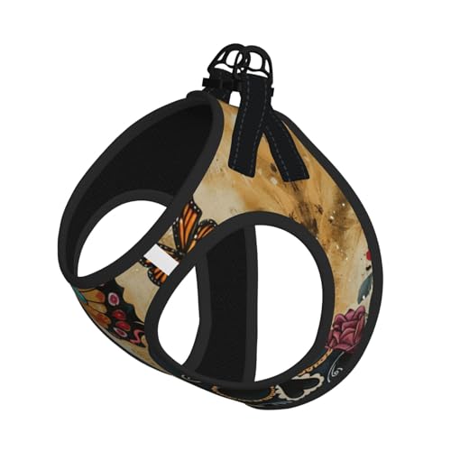 Hundeleine mit Totenkopf-Motiv, reflektierend, verstellbar, weiches Netzgewebe, atmungsaktiv für den täglichen Spaziergang von MGGAklp