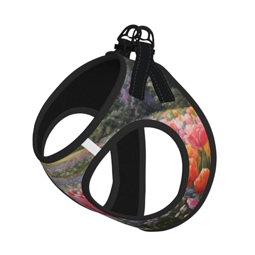 Hundeleine mit Tulpenmotiv, reflektierend, verstellbar, weiches Netzgewebe, atmungsaktiv für den täglichen Spaziergang von MGGAklp
