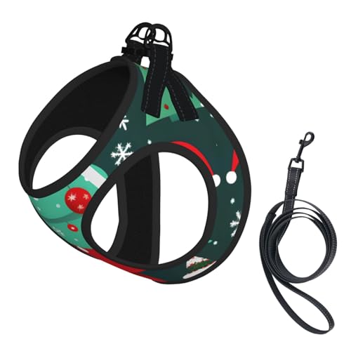 Hundeleine mit Weihnachtsbaum- und Schneemann-Druck, reflektierend, verstellbar, weiches Netzgewebe, atmungsaktiv für tägliche Spaziergänge von MGGAklp
