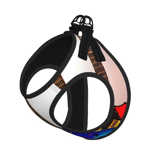 Hundeleine mit buntem Gitarren-Druck, reflektierend, verstellbar, weiches Netzgewebe, atmungsaktiv für tägliche Spaziergänge von MGGAklp