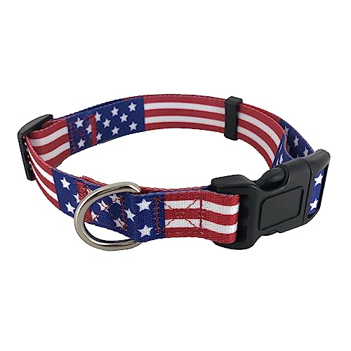 MGpets Hundehalsband und Leine mit amerikanischer Flagge, in 3 verschiedenen Größen (S 27,9 - 43,2 cm Halsumfang) von MGpets