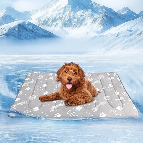 MH MYLUNE HOME Kühlmatte für Haustiere, 76,2 x 50,8 cm, 300 g, verstärkte Polsterung und Arc-Chill-Faser, wärmeabsorbierende, farbwechselnde Haustierunterlage, faltbares Sommerbett MH MYLUNE HOME Kühlmatte für Haustiere, 76,2 x 50,8 cm, 300 g, verstärkte Polsterung und Arc-Chill-Faser, wärmeabsorbierende, farbwechselnde Haustierunterlage, faltbares Sommerbett von MH MYLUNE HOME