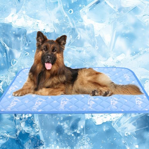 MH MYLUNE HOME Kühlmatte für Hunde,wendbare Haustierunterlage kühl und warm,Schlafmatten für Hunde und Katzen in Käfigen,maschinenwaschbar, langlebig,weich,selbstkühlend,L120x70cm,Blau von MH MYLUNE HOME