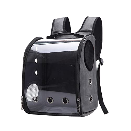 MH-RING Transparente Papageien Reisetasche, Rucksack für Haustiere aus Netzstoff, Leichte Tasche aus Weichem Mesh Gewebe Transportbox, Katze und Hund (Color : Grey) von MH-RING