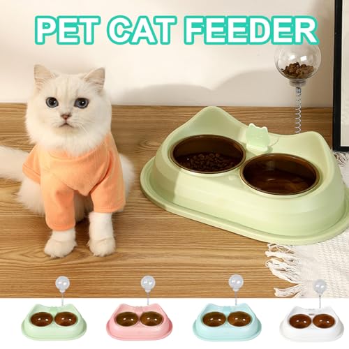 Doppelnapf für Hunde, erhöhter Katzennapf, Futterbehälter für Katzen, Hunde mit Leckerlis, Futterstation für Haustiere, Trockenfutter, Bewässerung, Katzenschale, Futterschalen von MHADBKH