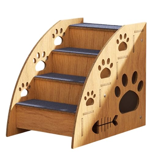 Haustiertreppe aus Holz für kleine Hunde, Katzen und ältere Haustiere, mit rutschfesten Teppichoberflächen für hohe Couch von MHADBKH