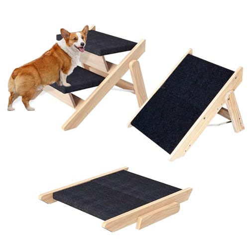 MHL.CXG Hundetreppe für Hunde, 2-stufige Hundetreppe, tragbare Hunde-/Katzenleiter, bis zu 92 kg, für Sofa, Autos, faltbare Holztreppe für kleine und ältere Tiere, keine Montage erforderlich MHL.CXG Hundetreppe für Hunde, 2-stufige Hundetreppe, tragbare Hunde-/Katzenleiter, bis zu 92 kg, für Sofa, Autos, faltbare Holztreppe für kleine und ältere Tiere, keine Montage erforderlich von MHL.CXG
