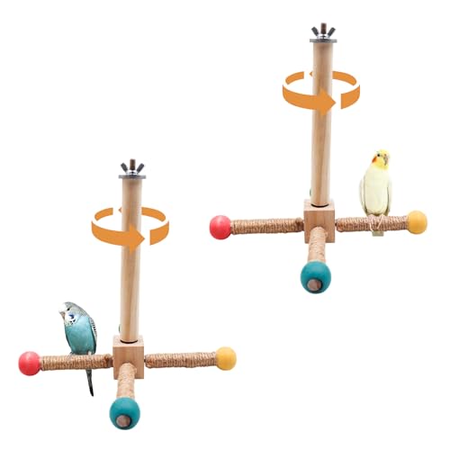 2 Pack Vogelständer Sitzstange Spielzeug Interaktive Holz Rotierende Papagei Sitzstange für Vogelkäfig Bereicherung Sittich Spielzeug Käfig Zubehör für Wellensittiche Nymphensittiche Lovebirds von MHLLGN