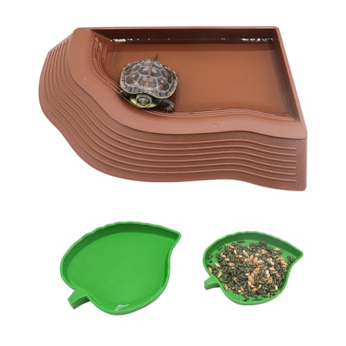 Schildkröten-Lebensraum-Zubehör, ein Badepool mit Rampe, 2 Blattform-Schalen, Reptilien-Wasserschale, Schildkröten-Futterschale, Reptilien-Tank-Zubehör für Bartagamen, Gecko, Schildkröte, Schildkröten-Lebensraum-Zubehör, ein Badepool mit Rampe, 2 Blattform-Schalen, Reptilien-Wasserschale, Schildkröten-Futterschale, Reptilien-Tank-Zubehör für Bartagamen, Gecko, Schildkröte, von MHLLGN