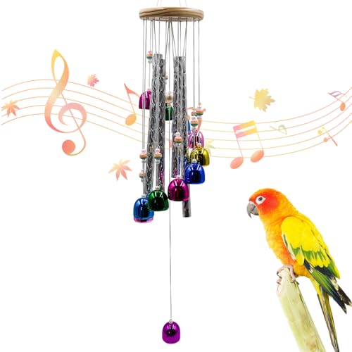 Sittichspielzeug mit bunten Glocken und leuchtenden Stäbchen, Vogelkäfig-Zubehör, Windspiel zum Kauen, Kauspielzeug für Graupapageien, Wellensittiche, Nymphensittiche, Lovebirds, Conures, Quäker, Sittichspielzeug mit bunten Glocken und leuchtenden Stäbchen, Vogelkäfig-Zubehör, Windspiel zum Kauen, Kauspielzeug für Graupapageien, Wellensittiche, Nymphensittiche, Lovebirds, Conures, Quäker, von MHLLGN
