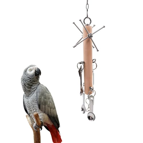 Vogelspielzeug, Papageienspielzeug mit Holz und Edelstahl, Vogelspielzeug für Papageien, Vogelkäfig Zubehör für Amazon, Wellensittich, Liebesvögel, African Grey, Conure, Caique, Quaker, von MHLLGN