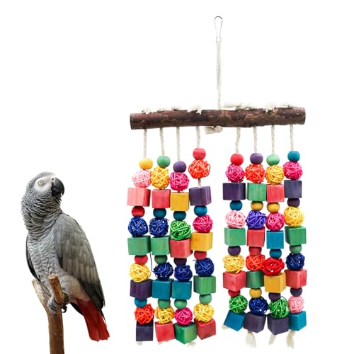 Vogelspielzeug, natürliches Vogelspielzeug mit bunten Holzblöcken, Vogelspielzeug für Papageien, Kauspielzeug für afrikanische Graupapageien, Wellensittiche, Nymphensittiche, Lovebirds, Sittiche, Vogelspielzeug, natürliches Vogelspielzeug mit bunten Holzblöcken, Vogelspielzeug für Papageien, Kauspielzeug für afrikanische Graupapageien, Wellensittiche, Nymphensittiche, Lovebirds, Sittiche, von MHLLGN