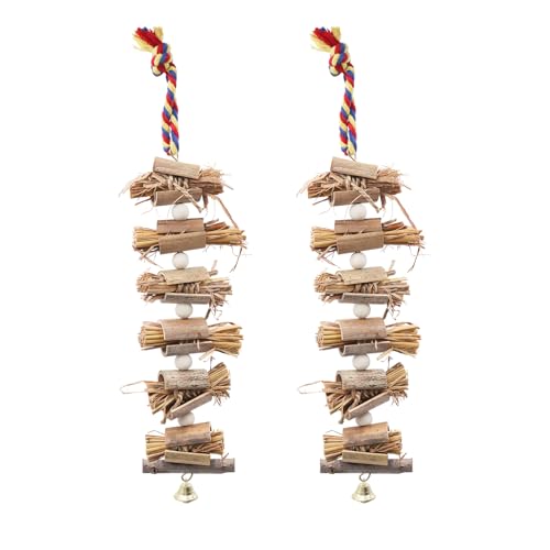 Vogelspielzeug mit Strohhalm und Glocke, Sittichspielzeug im Käfig, Papageienkäfig, Kauspielzeug für Wellensittiche, Nymphensittiche, Kanarienvögel, Kanarienvögel, Quaker, Finken, Papageien, kleine von MHLLGN