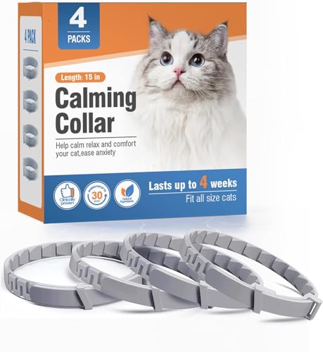 MHSHG Beruhigendes Halsband für Katzen, Pheromon-Halsband, 4 Packungen, 38,1 cm längenverstellbar, Katzenhalsband kann Katzen schnell helfen, Angst zu überwinden, Stressabbau hält 30 Tage effektiv MHSHG Beruhigendes Halsband für Katzen, Pheromon-Halsband, 4 Packungen, 38,1 cm längenverstellbar, Katzenhalsband kann Katzen schnell helfen, Angst zu überwinden, Stressabbau hält 30 Tage effektiv von MHSHG