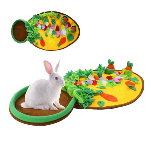 MHTTEC Karotte mit Nest, Kaninchen-Futtermatte, Hasenspielzeug für Kaninchen, interaktives Polar-Fleece-Haustier-Futtermatte, Spielzeug für den Innenbereich, für Meerschweinchen, Kaninchen von MHTTEC