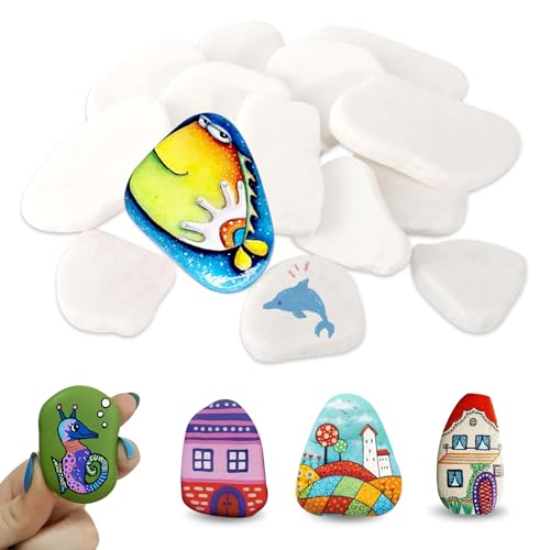 MHYMX Steine zum Bemalen Flach, 15 Stück Weiße Steine Groß Kieselsteine Glatte Flache Steine 5-8 cm Dekosteine für Kunsthandwerk Haus & Garten Dekoration MHYMX Steine zum Bemalen Flach, 15 Stück Weiße Steine Groß Kieselsteine Glatte Flache Steine 5-8 cm Dekosteine für Kunsthandwerk Haus & Garten Dekoration von MHYMX