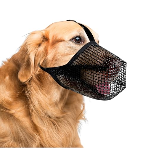 Maulkorb Mittlere Hunde Verstellbare Giftköderschutz Hund Schwarz Maulkörbe Atmungsaktiv und Bequem Nylon Mesh Fressschutz für Kleine Mittelgroße Große Hunde von MHYMX