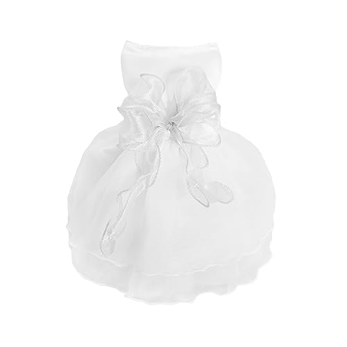 Hundekleid Hochzeitskleid für Hunde Luxus Welpenrock Hundekleidung Prinzessin Kleider Sommer Welpenkleider HundeHochzeit Abendkleider Fliege Kleider Bowknot Kleid für kleine Hundemädchen(XL, Weiß) von MHaustlie