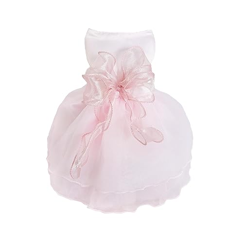 Hundekleid Hochzeitskleid für Hunde Luxus Welpenrock Hundekleidung Prinzessin Kleider Sommer Welpenkleider HundeHochzeit Abendkleider Fliege Kleider Bowknot Kleid für kleine Hundemädchen(XL, Rosa) von MHaustlie