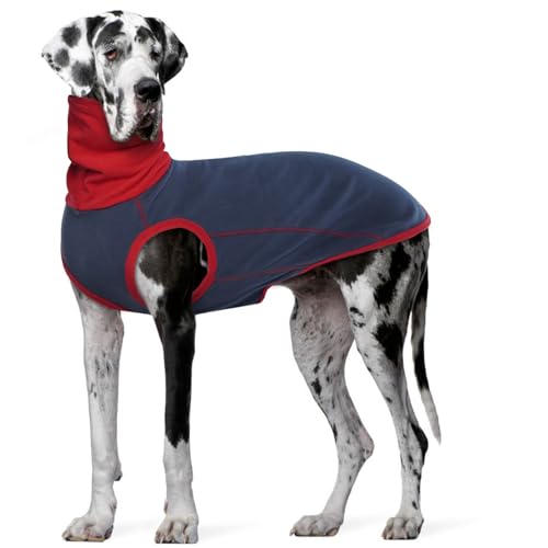 MHaustlie Hundepullover Großer Hund Rollkragenpullover Windhund Hundepullover Rosa Warm Strickpullover Hund Groß Fleece Hunde Pullover Winter Warme Sweatshirt Hunde Wintermantel (Dunkelblau, 2XL) von MHaustlie