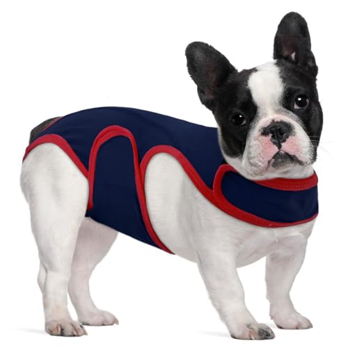 MHaustlie S Hundebody Nach Op Hündin Für Kleine Hunde Op Body Hund Body Für Hunde Nach Op Wound Protection Suits for Female Dog Male Anti-Lecken Atmungsaktiv Op Body Hund (Blau, S) von MHaustlie
