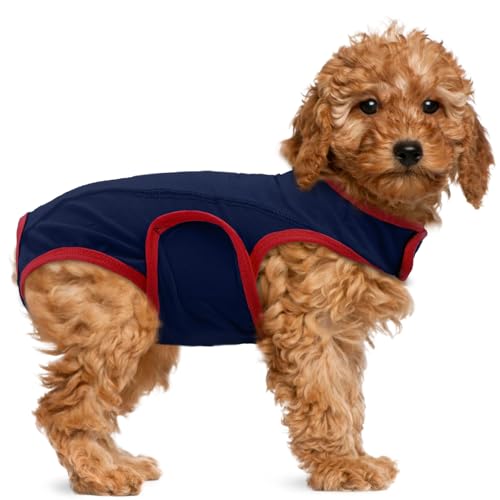 MHaustlie L Hundebody Nach Op Hündin Op Body Hund Für Mittelgroße Hunde Lick Protection Op Body Dog Neutering Male Dog Medical Pet Shirt Alternativen Zu Kegel Und Halskrause Hunde (Blau, L) von MHaustlie