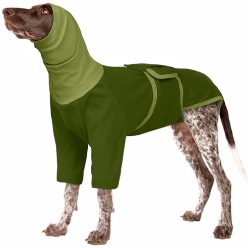 MHaustlie Hundemantel mit beruhigender Kapuze und Ohrenschutz Hund Erholung Anzug weiblich männlich Hunde mit Ohrenschützer Weich Hoodie Reduziert Geräusche 2 in 1 Hund Snood (Grün, 2XL) von MHaustlie