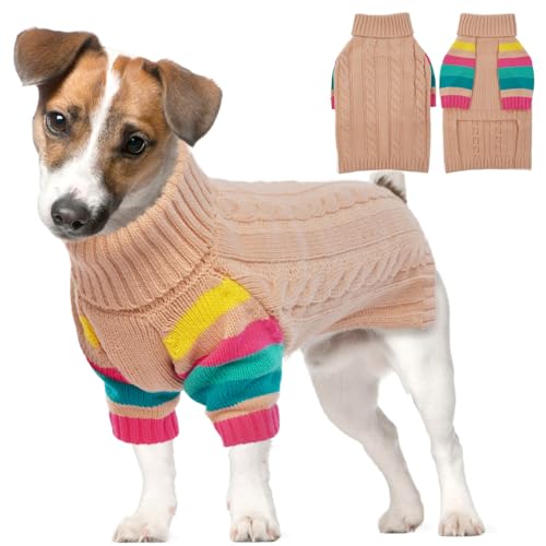 MHaustlie Hundepullover, Warmer Hundepullover für mittelgroße Hunde dehnbarer Wintermantel für Hunde Haustier-Pullover für kaltes Wetter Hundesweatshirt klassischer Zopfmuster-Pullover (Hellrosa, M) von MHaustlie