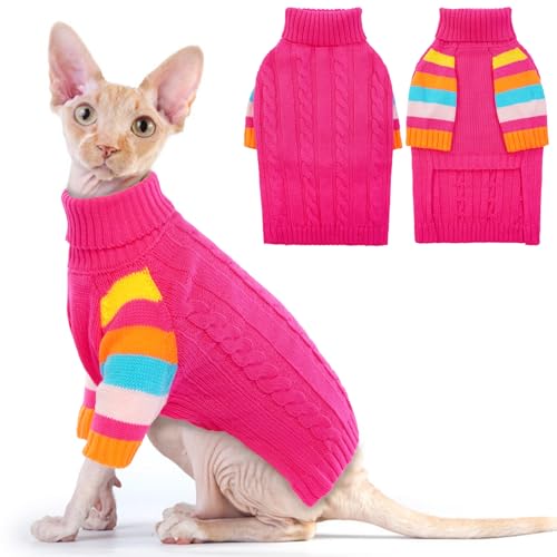 MHaustlie Hundepullover für Kleine Hunde, Winter Warmer Hund Katze Pullover Kleidung, Hunde Classic Rollkragen Strickpullover, Haustiermantel für Kleine Hunde Teddy, Chihuahua, Yorkie(XS, Lila) von MHaustlie