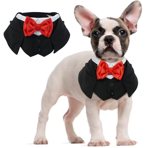 MHaustlie Hundesmoking formelles Hundehalsband mit Fliege, verstellbares Hundehalsband Bandana für kleine, mittlere und große Hunde, Hundesmoking für Hochzeiten, Valentinstag und Cosplay MHaustlie Hundesmoking formelles Hundehalsband mit Fliege, verstellbares Hundehalsband Bandana für kleine, mittlere und große Hunde, Hundesmoking für Hochzeiten, Valentinstag und Cosplay von MHaustlie