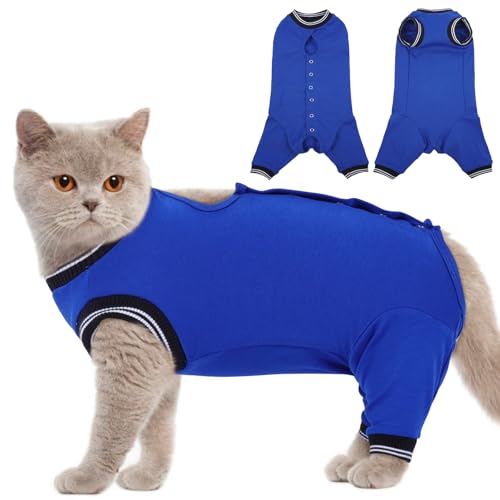 MHaustlie Katzenbody Nach Op Anti-leckende für Katze Body Operation Recovery Tuch Anzug für Katzen Recovery Suit Katze für Hinterbeine katzenbody nach op,OP-Kleidung für Haustiere(Blau, M) von MHaustlie