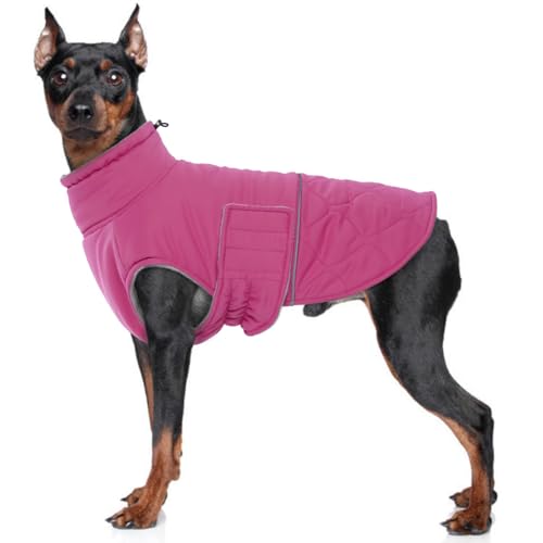 MHaustlie Winter-Hundejacke gesteppter Hundemantel mit Fleece-Innenseite Outdoor-Hundemantel mit Polsterung, Winddichte Winterbekleidung für große Hunde Hundemantel-Weste(Rosa, L) MHaustlie Winter-Hundejacke gesteppter Hundemantel mit Fleece-Innenseite Outdoor-Hundemantel mit Polsterung, Winddichte Winterbekleidung für große Hunde Hundemantel-Weste(Rosa, L) von MHaustlie