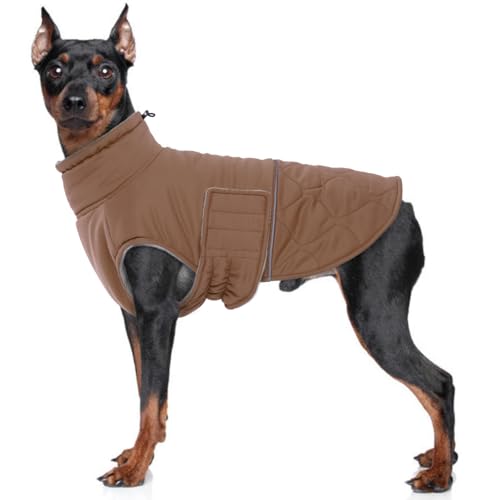 MHaustlie Winter-Hundejacke, Hundemantel mit Fleece-Innenseite, Outdoor-Hundemantel mit Polsterung, Winddichte Winterbekleidung für große Hunde, Hundemantel-Weste mit Fleece-Innenseite (Braun, XL) MHaustlie Winter-Hundejacke, Hundemantel mit Fleece-Innenseite, Outdoor-Hundemantel mit Polsterung, Winddichte Winterbekleidung für große Hunde, Hundemantel-Weste mit Fleece-Innenseite (Braun, XL) von MHaustlie