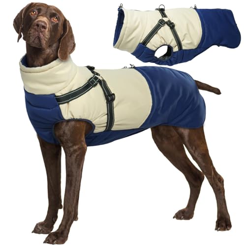 MHaustlie 3XL Warme Hundemäntel, Große Hunde Winterkleidung mit Geschirrweste Outdoor Hundejacke für große Rassen, Warmer Hundemantel & Jacken, Winddichter Hundeschneeanzug für große Hunde (Blau, 3XL) MHaustlie 3XL Warme Hundemäntel, Große Hunde Winterkleidung mit Geschirrweste Outdoor Hundejacke für große Rassen, Warmer Hundemantel & Jacken, Winddichter Hundeschneeanzug für große Hunde (Blau, 3XL) von MHaustlie