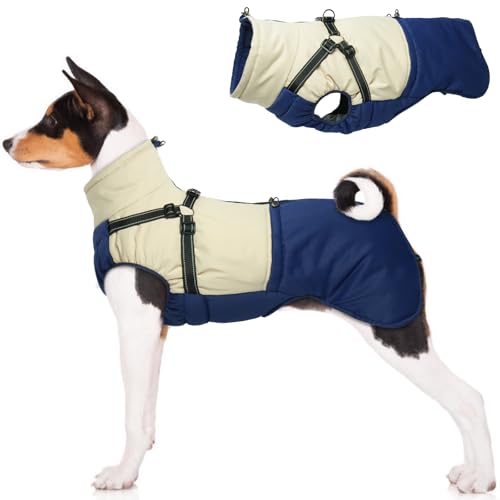 MHaustlie XL Warme Hundemäntel und Jacken für Haustiere, Hund Wintermantel mit Hundegeschirr, fleecegefütterter Hundemantel, reflektierender Extremwettermantel mit verstellbarem Brustgurt (Blau, XL) MHaustlie XL Warme Hundemäntel und Jacken für Haustiere, Hund Wintermantel mit Hundegeschirr, fleecegefütterter Hundemantel, reflektierender Extremwettermantel mit verstellbarem Brustgurt (Blau, XL) von MHaustlie