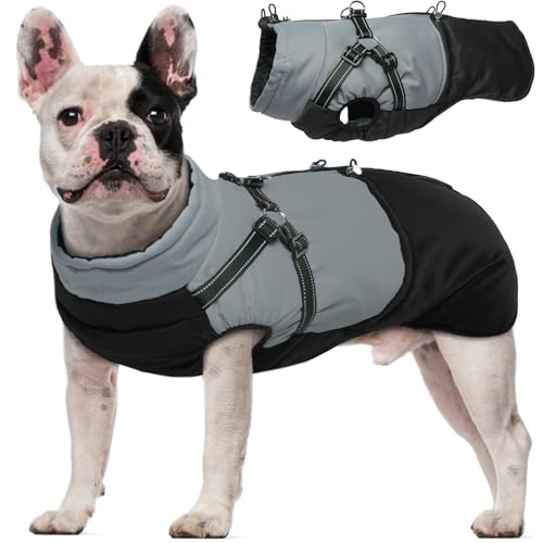 MHaustlie Warmes Hundewintermantel wasserdichte Hundefleecejacke mit Harness-Geschirr und Zugriemen Reflektierender Hundewinterjacke Warme Hundekleidung für große Hunde MHaustlie Warmes Hundewintermantel wasserdichte Hundefleecejacke mit Harness-Geschirr und Zugriemen Reflektierender Hundewinterjacke Warme Hundekleidung für große Hunde von MHaustlie