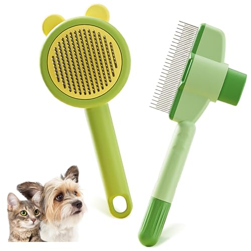 MHwan Fellblitz Bürste, 2 Stück Selbstreinigende Katzenbürste, Hautfreundliches Design, Geeignet für Langes und Kurzes Haar, Entwirren, Entfernen Loser Haare, Massierender Katzenkamm von MHwan
