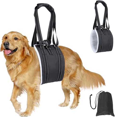 MHwan Tragehilfe Hund, Unterstütztes Gehen, Verbessertes Design der tragbaren Schnalle auf der Rückseite, Hochwertiges Wasserdichtes und Schmutzabweisendes PU-Leder und Flauschig Weiches Material (L) MHwan Tragehilfe Hund, Unterstütztes Gehen, Verbessertes Design der tragbaren Schnalle auf der Rückseite, Hochwertiges Wasserdichtes und Schmutzabweisendes PU-Leder und Flauschig Weiches Material (L) von MHwan