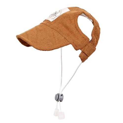 Baseballkappe für Haustiere, Hunde, Katzenhut, Katzenhut, mit Ohrlöchern, verstellbarer Sonnenhut für Welpen, Outdoor, Braun, Größe XL Baseballkappe für Haustiere, Hunde, Katzenhut, Katzenhut, mit Ohrlöchern, verstellbarer Sonnenhut für Welpen, Outdoor, Braun, Größe XL von MIANHUATANG