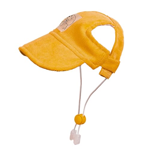 Baseballkappe für Haustiere, Hunde, Katzenhut, Katzenhut, mit Ohrlöchern, verstellbarer Sonnenhut für Welpen, Outdoor, Gelb, Größe S Baseballkappe für Haustiere, Hunde, Katzenhut, Katzenhut, mit Ohrlöchern, verstellbarer Sonnenhut für Welpen, Outdoor, Gelb, Größe S von MIANHUATANG