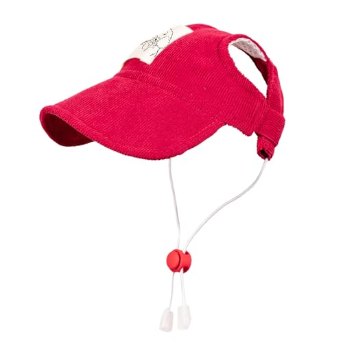 Baseballkappe für Haustiere, Hunde, Katzenhut, Katzenhut, mit Ohrlöchern, verstellbarer Sonnenhut für Welpen, Outdoor, Rot, Größe M Baseballkappe für Haustiere, Hunde, Katzenhut, Katzenhut, mit Ohrlöchern, verstellbarer Sonnenhut für Welpen, Outdoor, Rot, Größe M von MIANHUATANG
