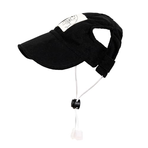 Baseballkappe für Hunde, Katzenhut, Katzenhut, mit Ohrlöchern, verstellbarer Sonnenhut für Welpen, Outdoor, Schwarz, Größe XS Baseballkappe für Hunde, Katzenhut, Katzenhut, mit Ohrlöchern, verstellbarer Sonnenhut für Welpen, Outdoor, Schwarz, Größe XS von MIANHUATANG