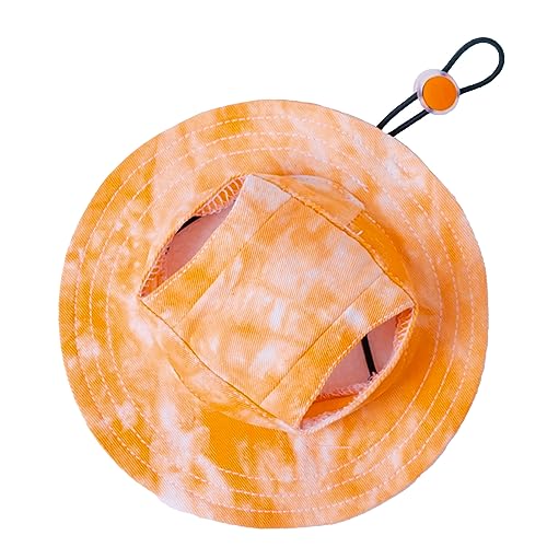 Haustiermütze mit Ohrlöchern, Sonnenschutz, Baseballkappe, geeignet für kleine und mittelgroße Hunde, Outdoor-Kletterhut im Sommer, Haustierprodukte (Orange, Größe XXL) von MIANHUATANG