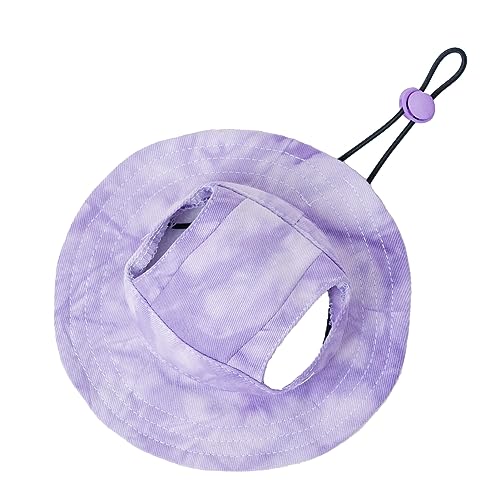 Haustiermütze mit Ohrlöchern, Sonnenschutz, Baseballkappe, geeignet für kleine und mittelgroße Hunde, Outdoor-Kletterhut im Sommer, Haustierprodukte (lila, XL) von MIANHUATANG