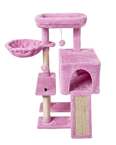 MIAO PAW 10 Katzenbaumturm für Indoor-Katzen – Höhle mit Sisal-Kratzbäumen, Sprungplattform, Katzenmöbel, Aktivitätszentrum, Spielhaus, Bett, Rosa MIAO PAW 10 Katzenbaumturm für Indoor-Katzen – Höhle mit Sisal-Kratzbäumen, Sprungplattform, Katzenmöbel, Aktivitätszentrum, Spielhaus, Bett, Rosa von MIAO PAW