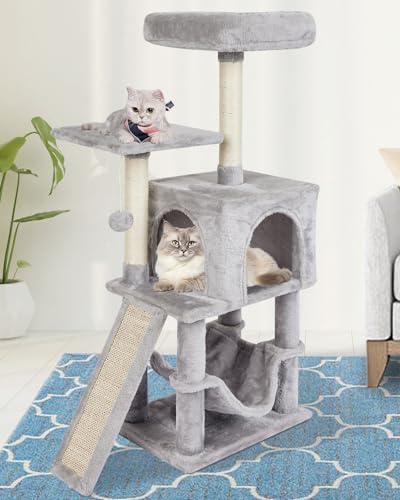 MIAO PAW Katzenbaum für Indoor-Katzen, Katzenturm mit Kratzbaum, moderne Aktivitätshaus-Hängematte & hängender Ball Condo mit Brett MIAO PAW Katzenbaum für Indoor-Katzen, Katzenturm mit Kratzbaum, moderne Aktivitätshaus-Hängematte & hängender Ball Condo mit Brett von MIAO PAW