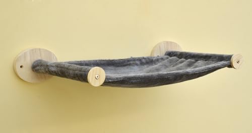 Katzenhängematte & Kletterregale – Wandmontierte Katzenbetten & Sitzstangen, weiches Flanell (Grau) von MIAOGE