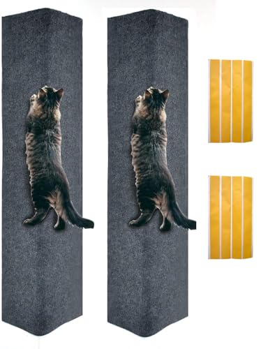 MIAOGE®[200cmx40cm] Selbstklebend Kratzteppich Katze Wand,Kratzmatte Katze,Kratzbretter Katze Wand,Kratzbrett Katzen(Dunkelgrau, 2 Stück) von MIAOGE