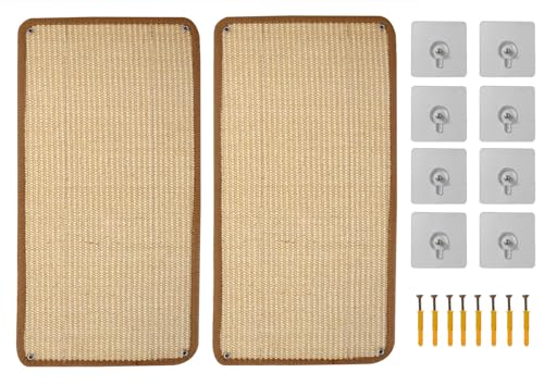 MIAOGE Kratzmatte für Katzen, 55,1 x 27,9 cm, Wandmontage, Kratzmatte, Sisal-Bodenkratzer, Beige, 2 Stück von MIAOGE